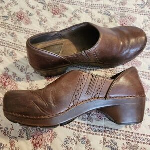 Dansko Brown Leather Clogs Mules